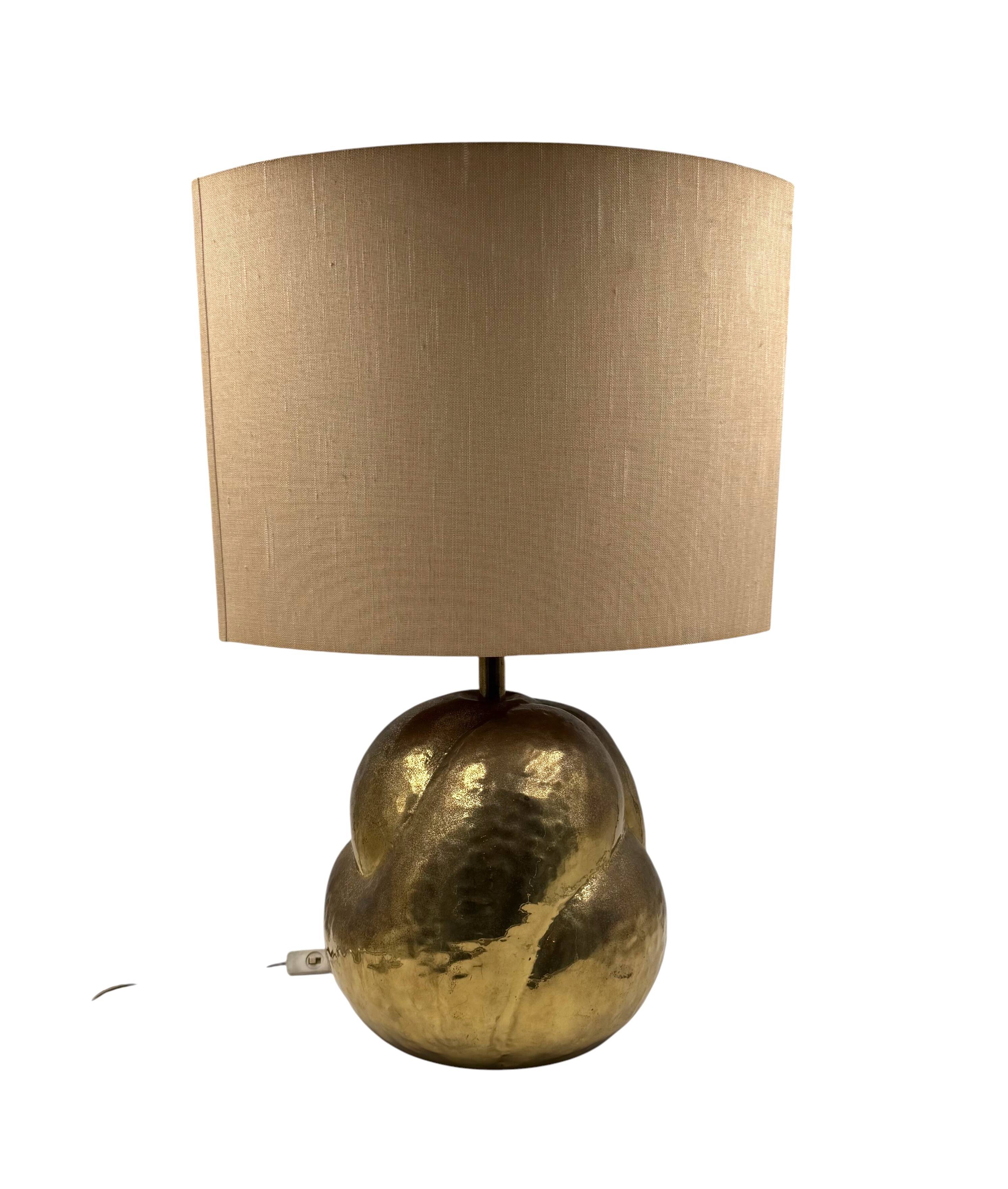 Organic modern brass table Lamp, Tommaso Barbi Italy 1970