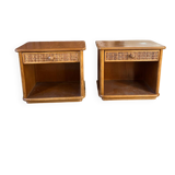 Pair of rattan bedside tables