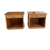 Pair of rattan bedside tables