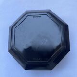 Black Arcoroc octagonal bowl with red edging.