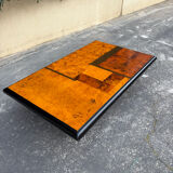 70s elm burl coffee table