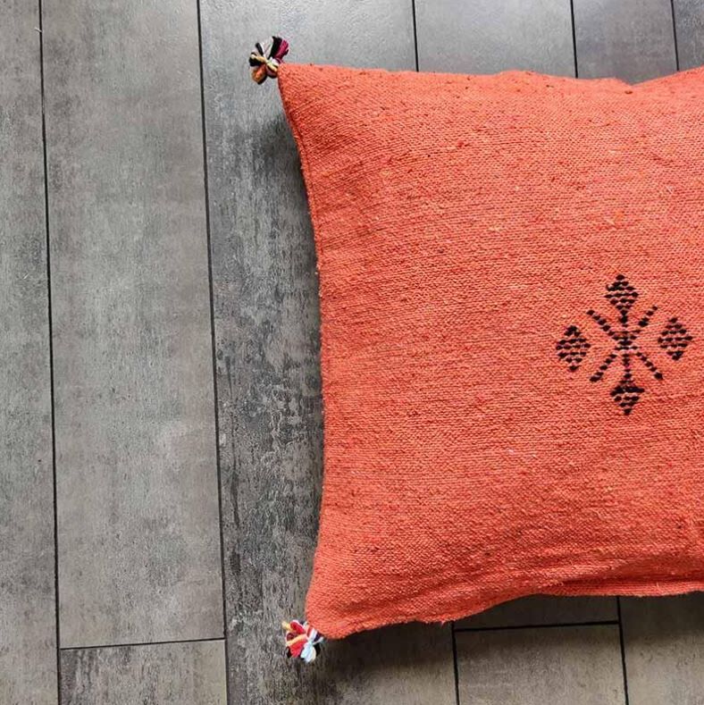 Moroccan orange cotton cushion