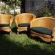 Raush bamboo rattan bench armchairs from the 70s and 80s