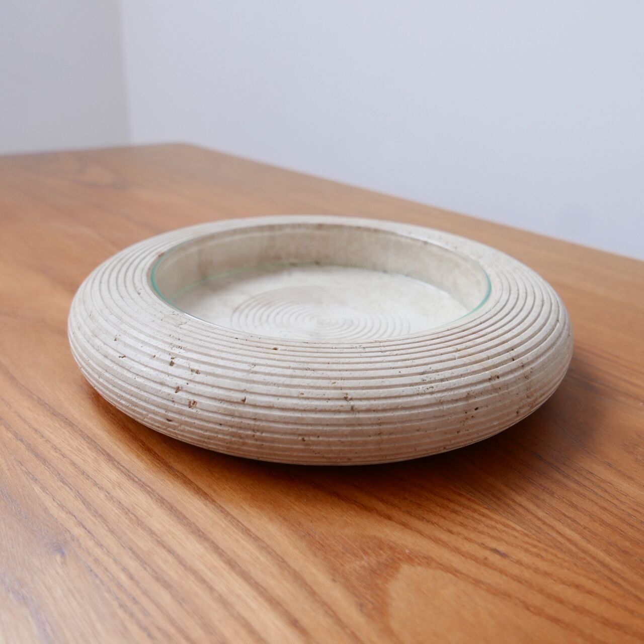 Travertine and glass bowls