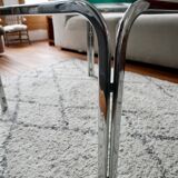 Table basse en verre et chrome design années 70