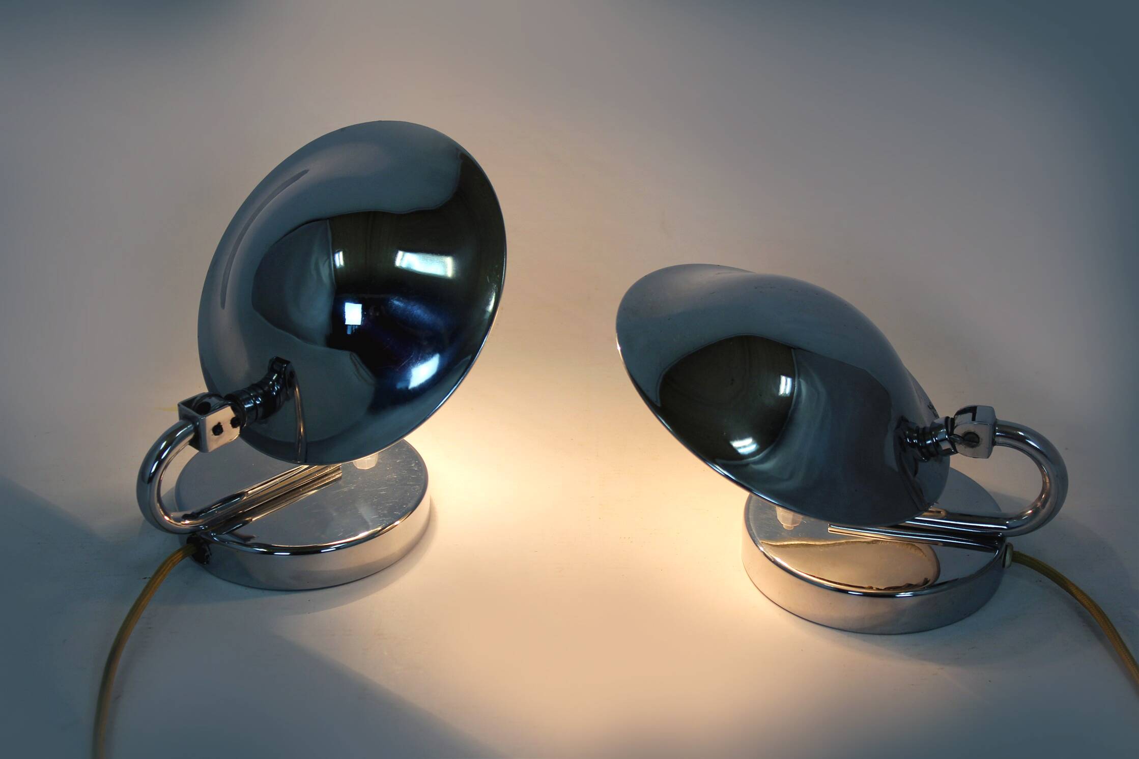 Bauhaus Style Chrome Bedside Table Lamps from Napako, Czechoslovakia, 1930s