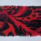 Tapis Rya en laine tissé à la main, design scandinave rouge vintage, années 1970