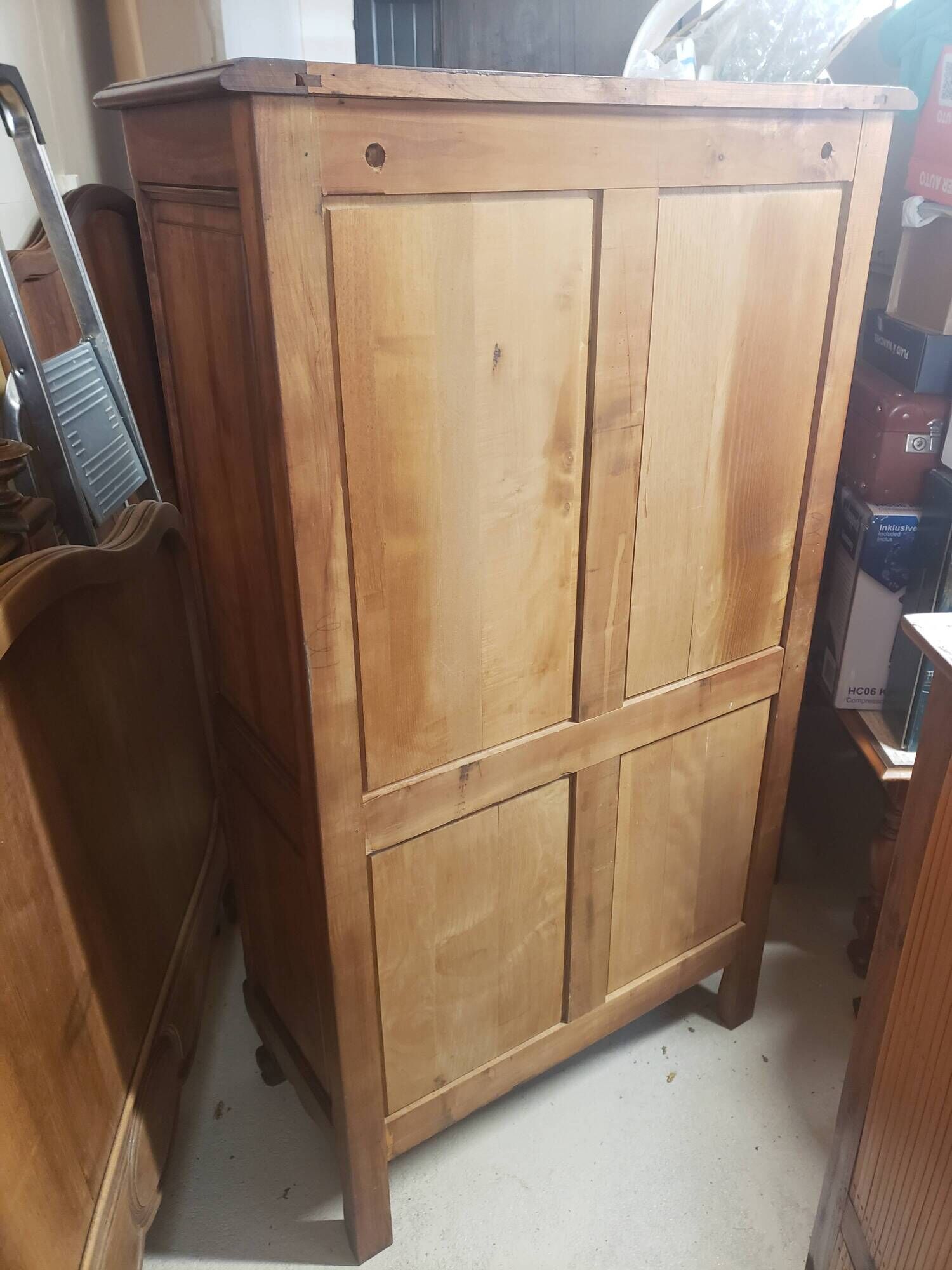Secrétaire ancien scriban vintage en bois de noyer style Louis XV