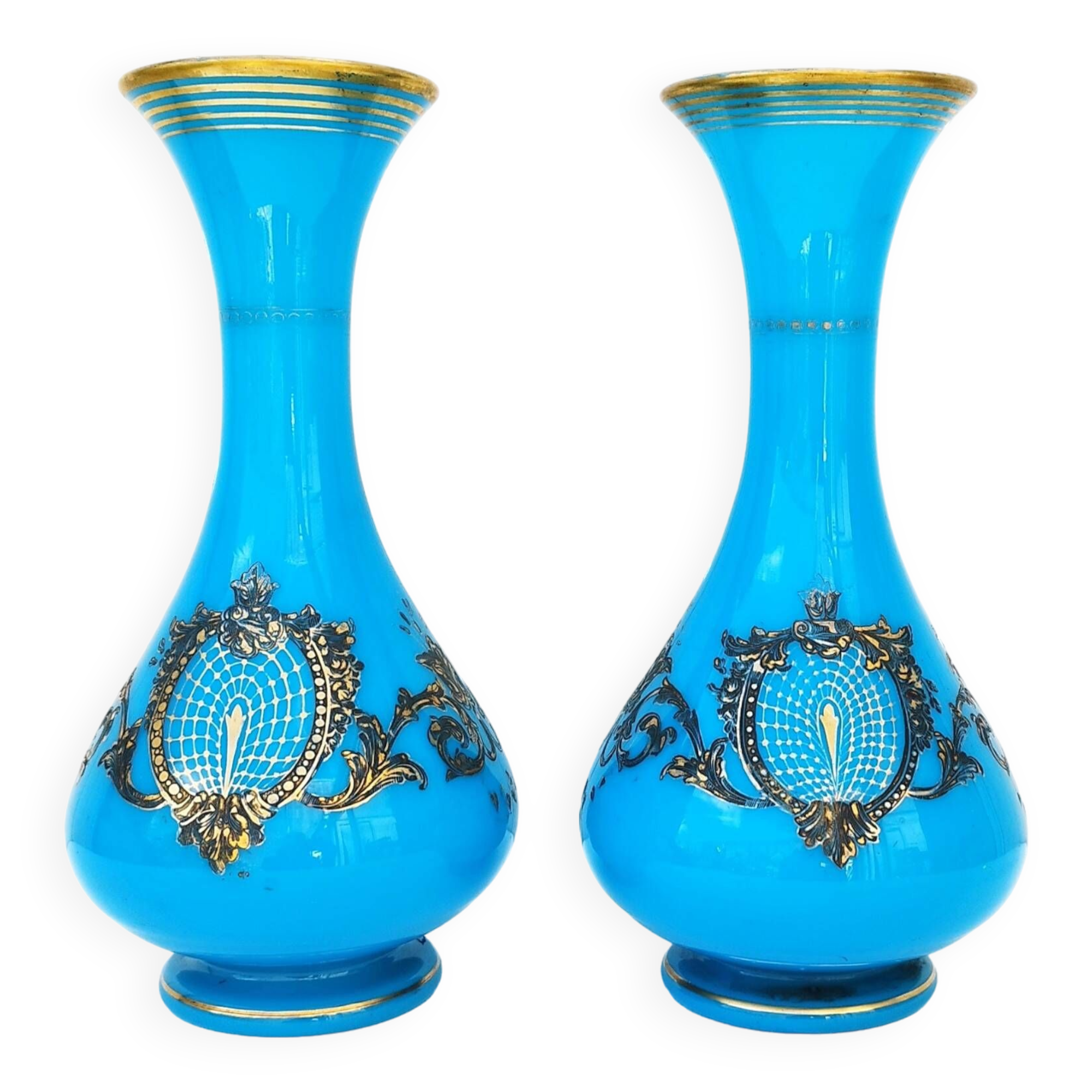 Pair of Baccarat Napoleon III opaline vases