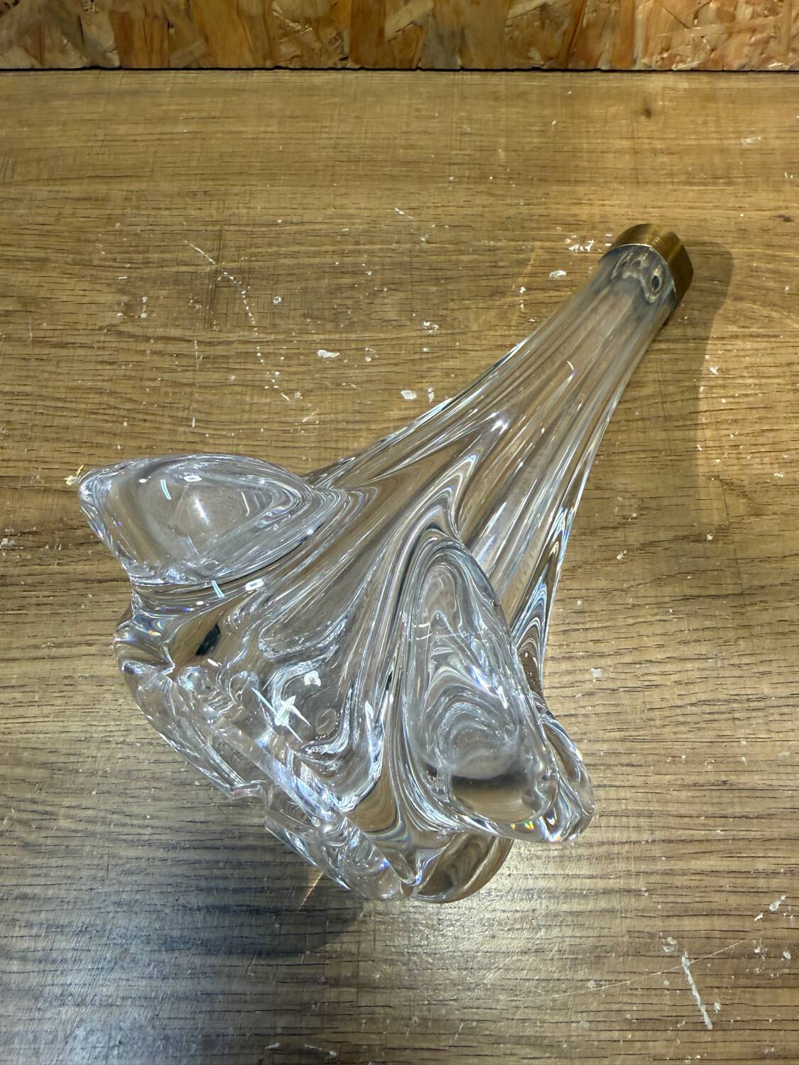 Lamp base Crystal of Sèvres France – vintage moulded crystal from the years