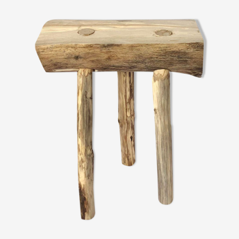 Wooden tripod farm stool