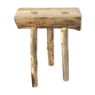 Wooden tripod farm stool