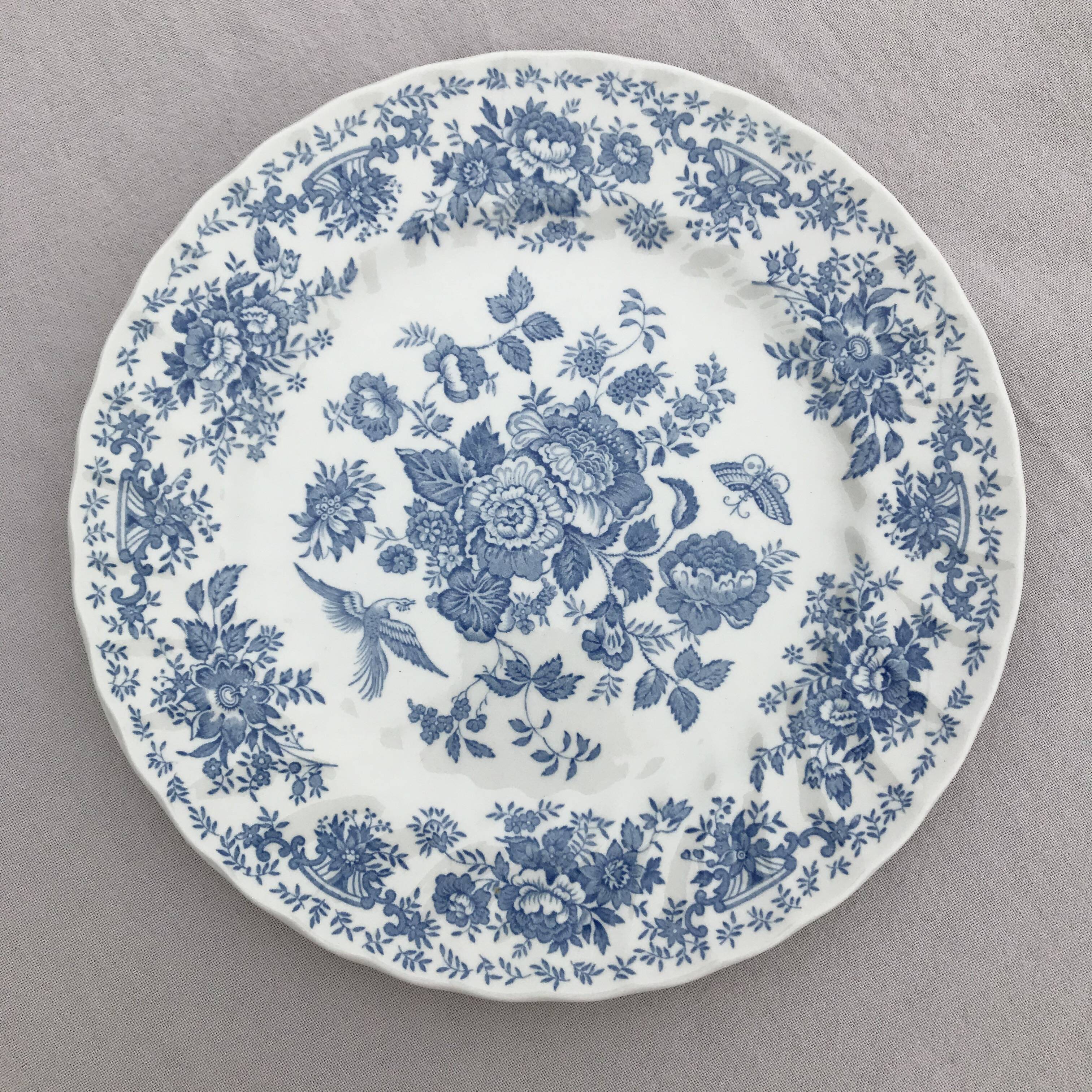 Series of 6 flat plates in English porcelain