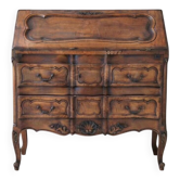 Secrétaire à pente en noyer massif style Louis XV / Provençal – XVIIIe / XI