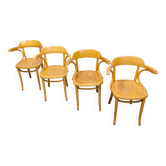 Lot de 4 chaises fauteuils bistrot à accoudoir 1960