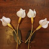 Deux paires appliques Tulipes années 60