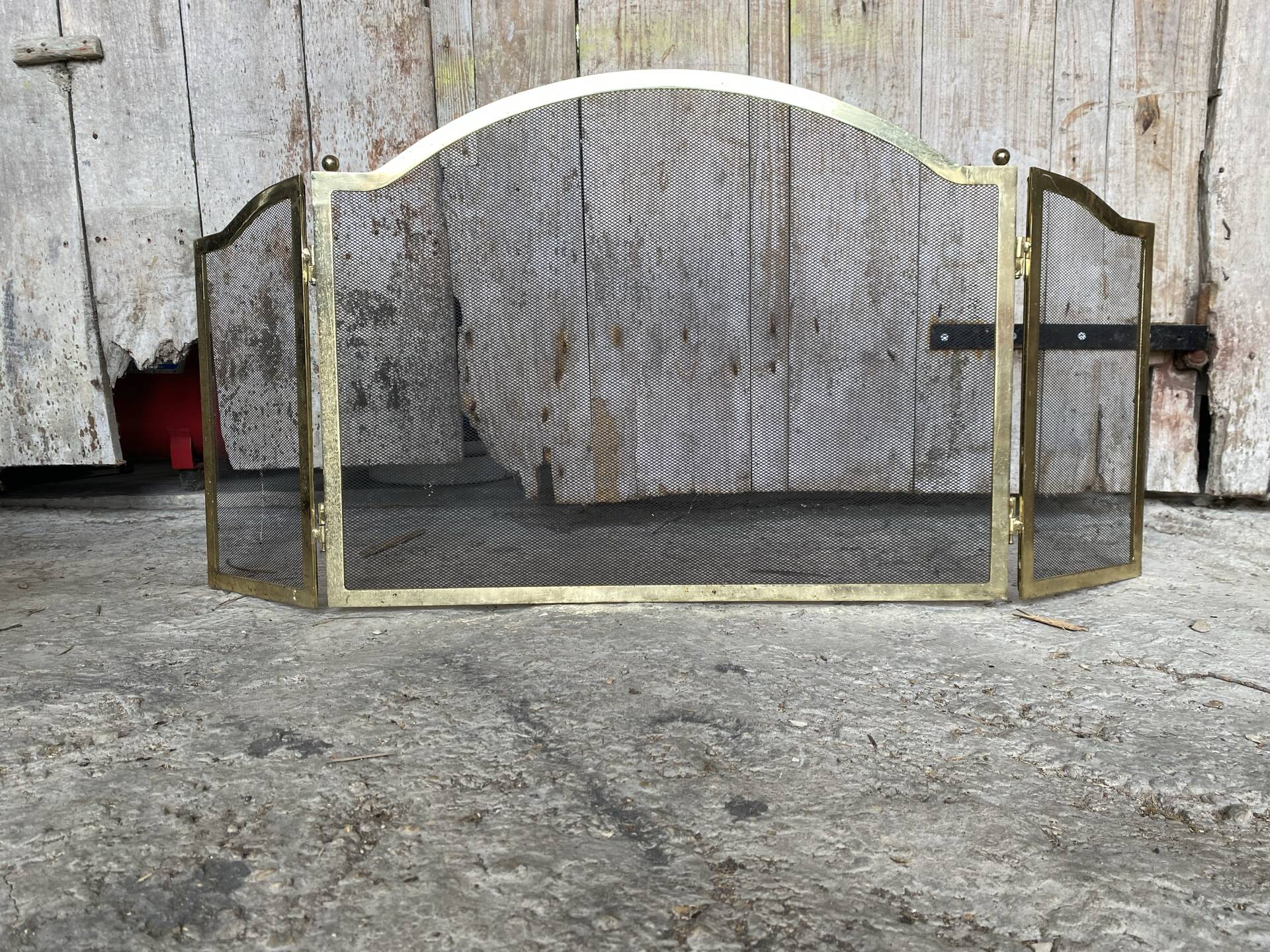 Pare Feu Grille Protection Cheminée 3 Volets Laiton Années 70 Vintage