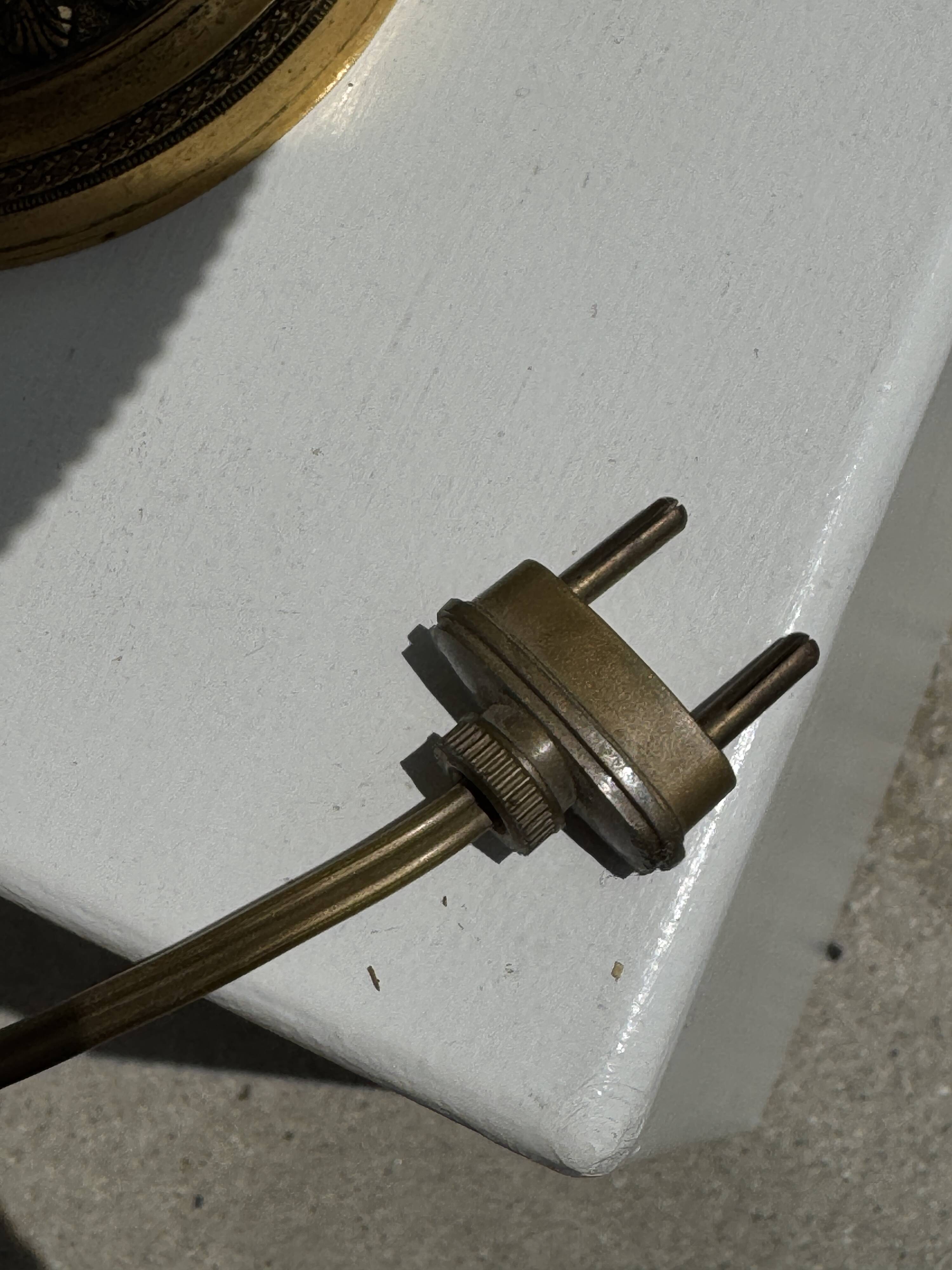 Small classic gold brass lamp with cream shade H48