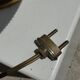 Small classic gold brass lamp with cream shade H48