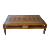Large coffee table - cherry finish - solid wood - butterfly motifs