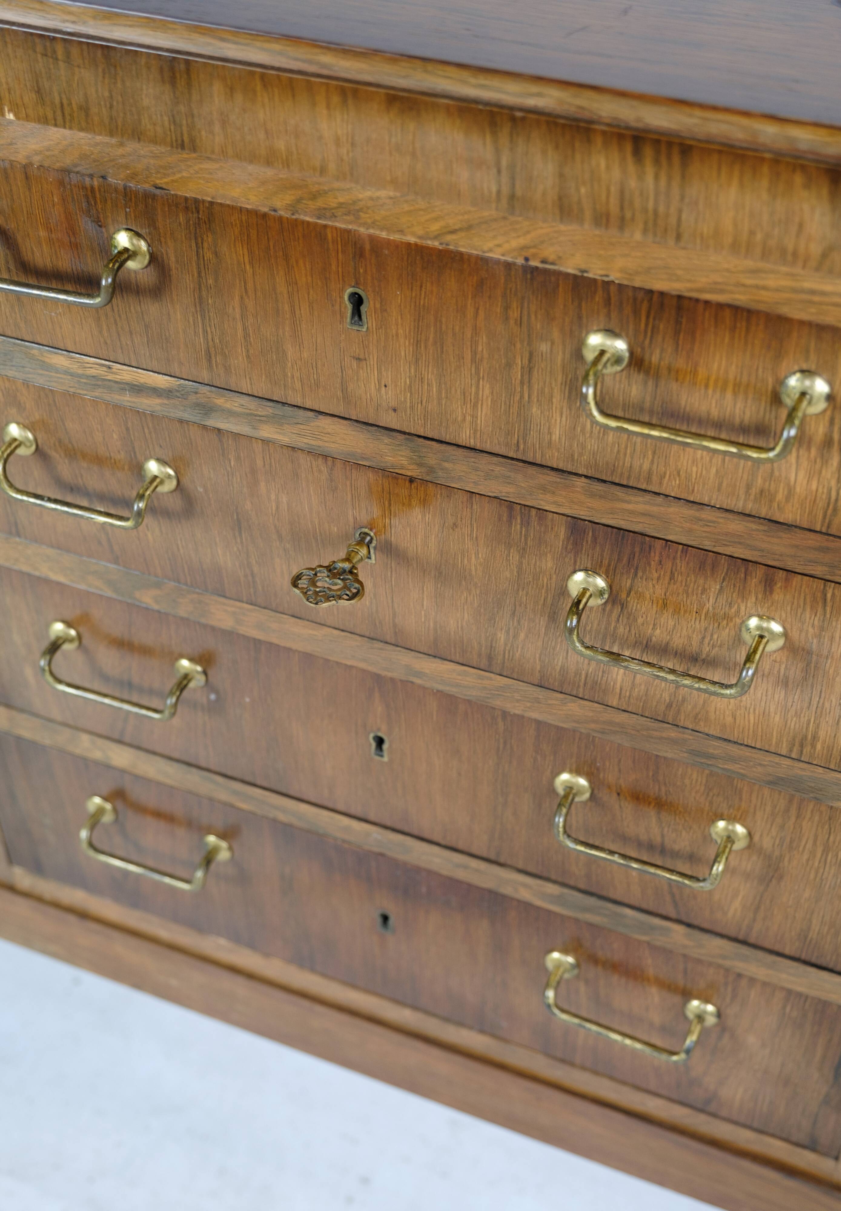 Low Sidebaord In Rosewood With Brass Handles From 1950s