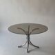 Table basse métal chromé et verre fumé 1970