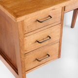 Vintage oak desk. Compass legs with drawers. France, 1950s