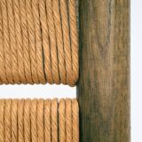 Odessa dining chairs set of 6, stained birchwood, Danish cord, 1970s