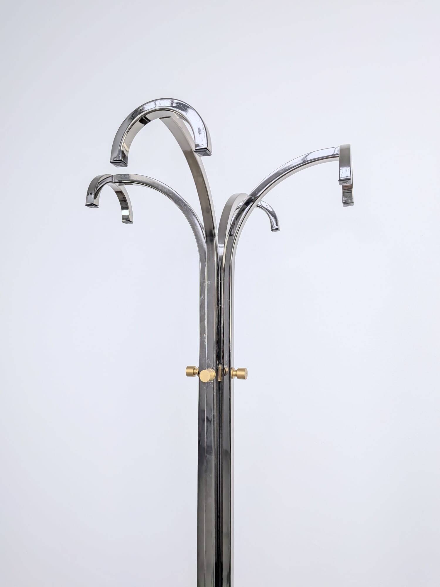 Italian design coat rack (H170) – travertine base & gunmetal chrome