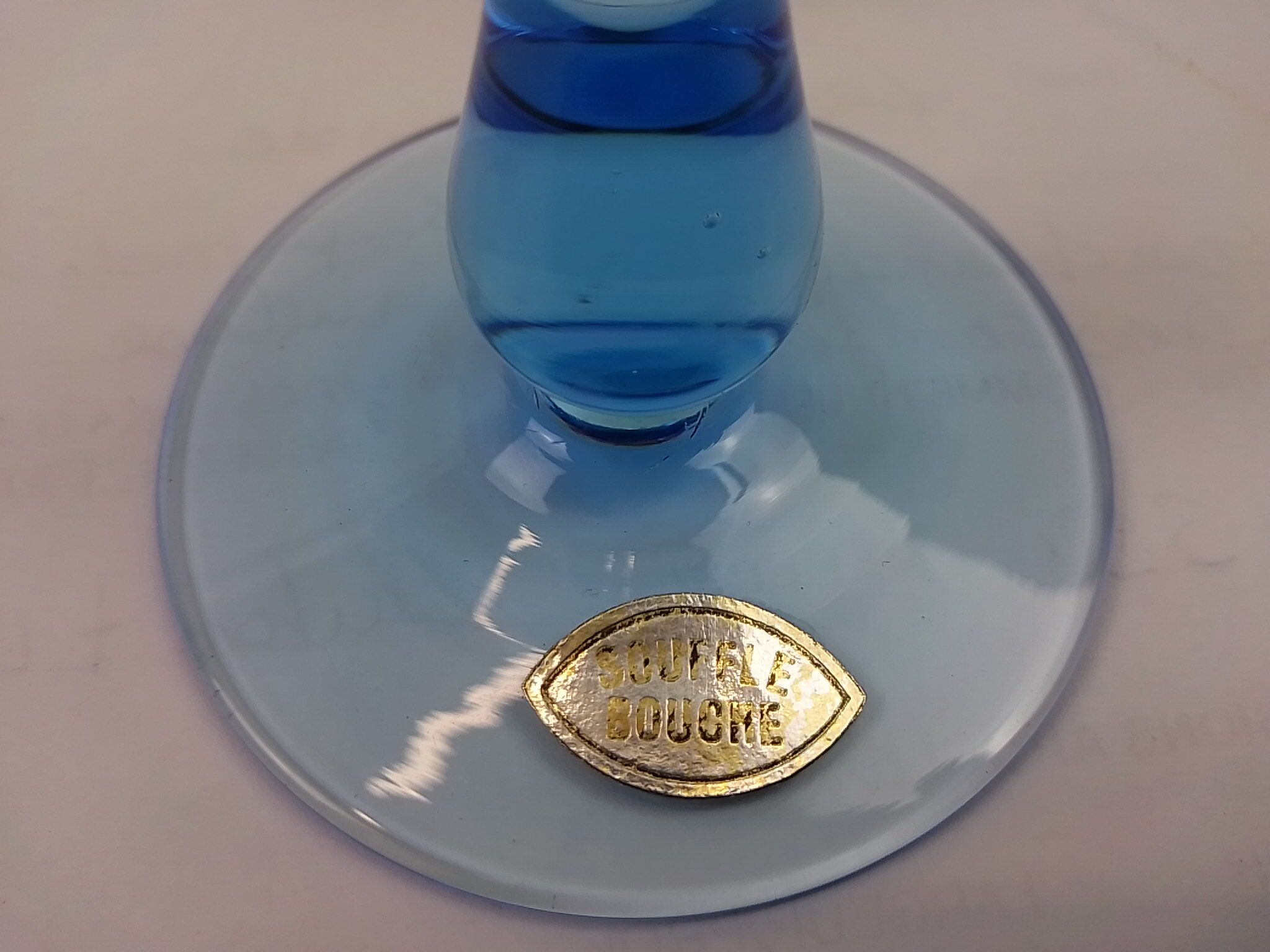 Blue blown glass soliflore 24cm