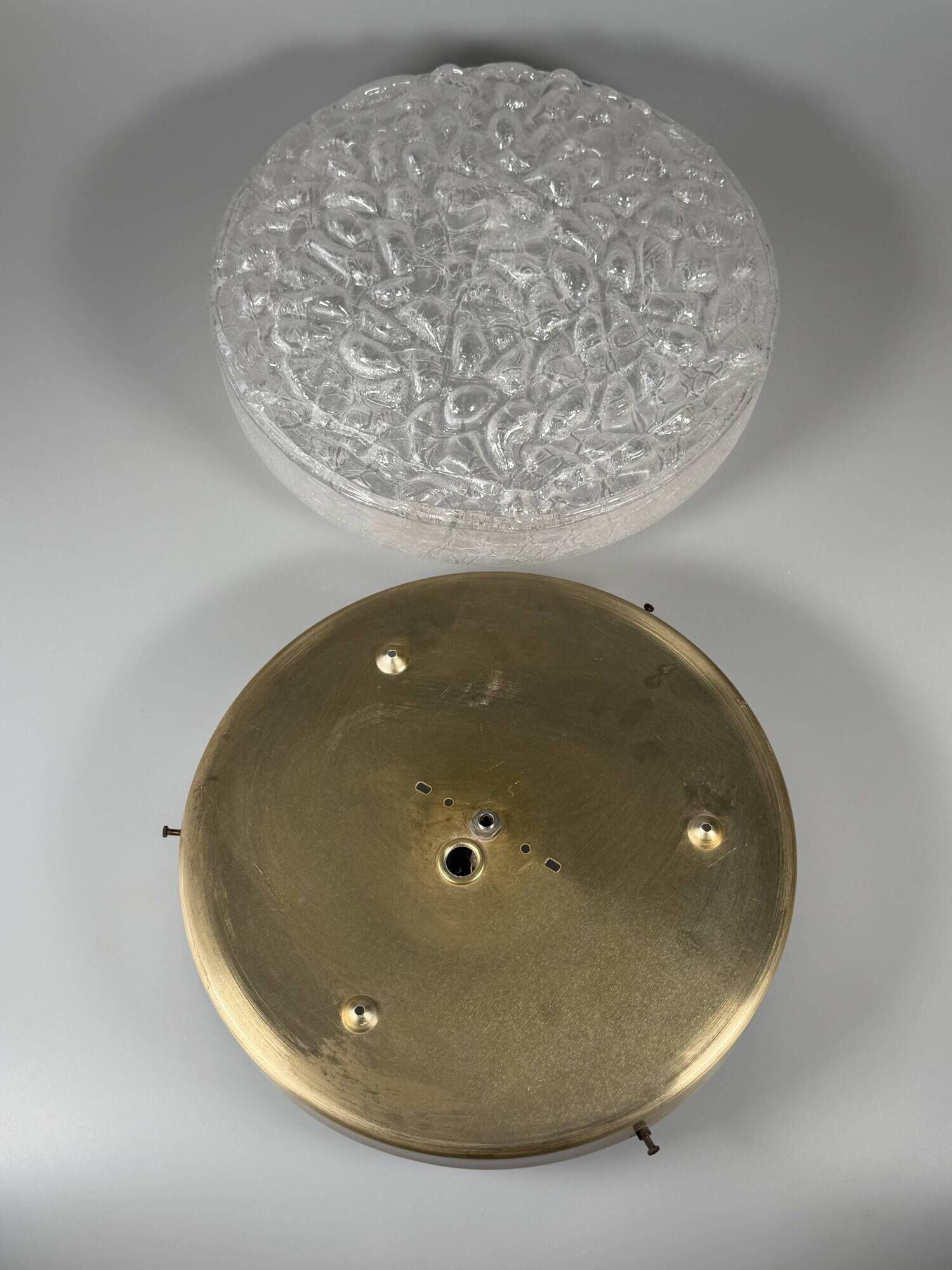 1960s 1970s Ceiling Lamp Ice Glass Doria Germany Space Age Design
