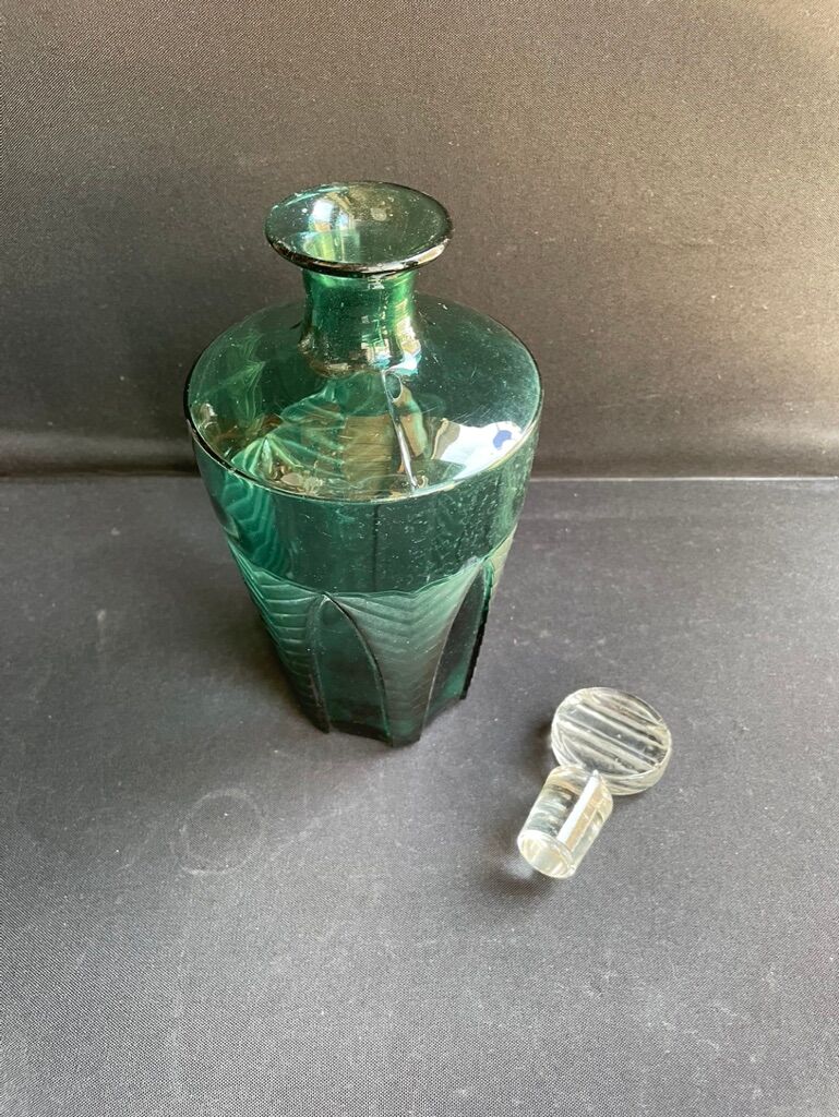 Carafe Art déco bleu turquoise