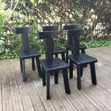 Set of chairs 1950 black woods