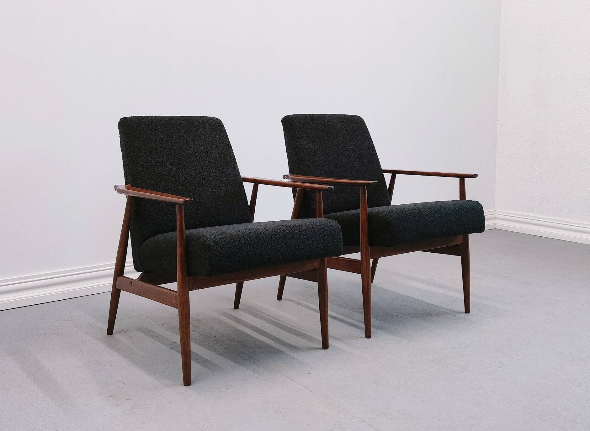 Henryk Lis armchair in black boucle 1960