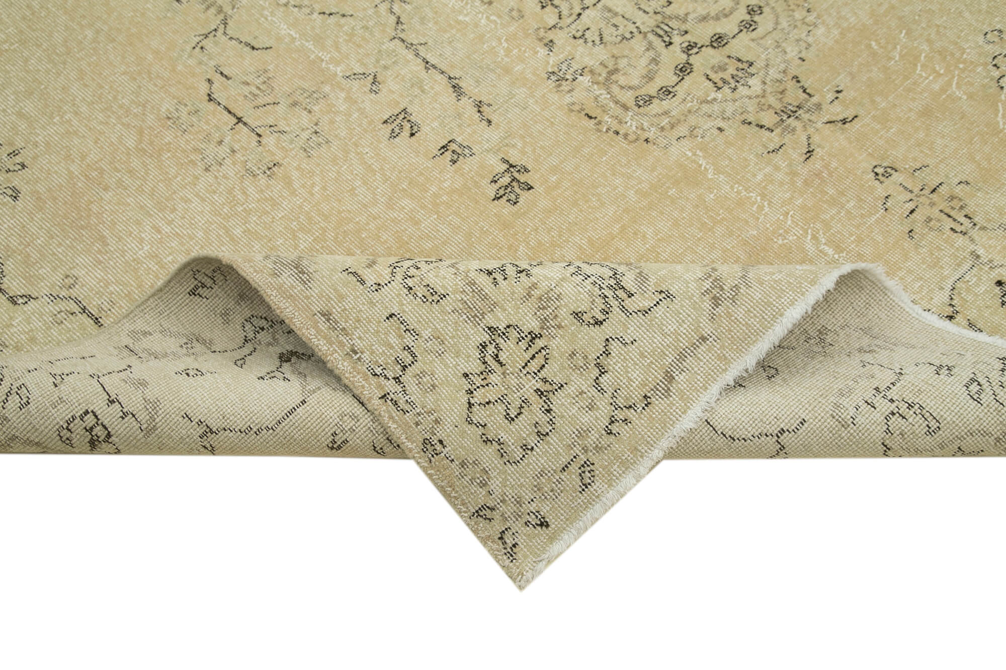 Handwoven unique anatolian beige carpet 212 cm x 300 cm