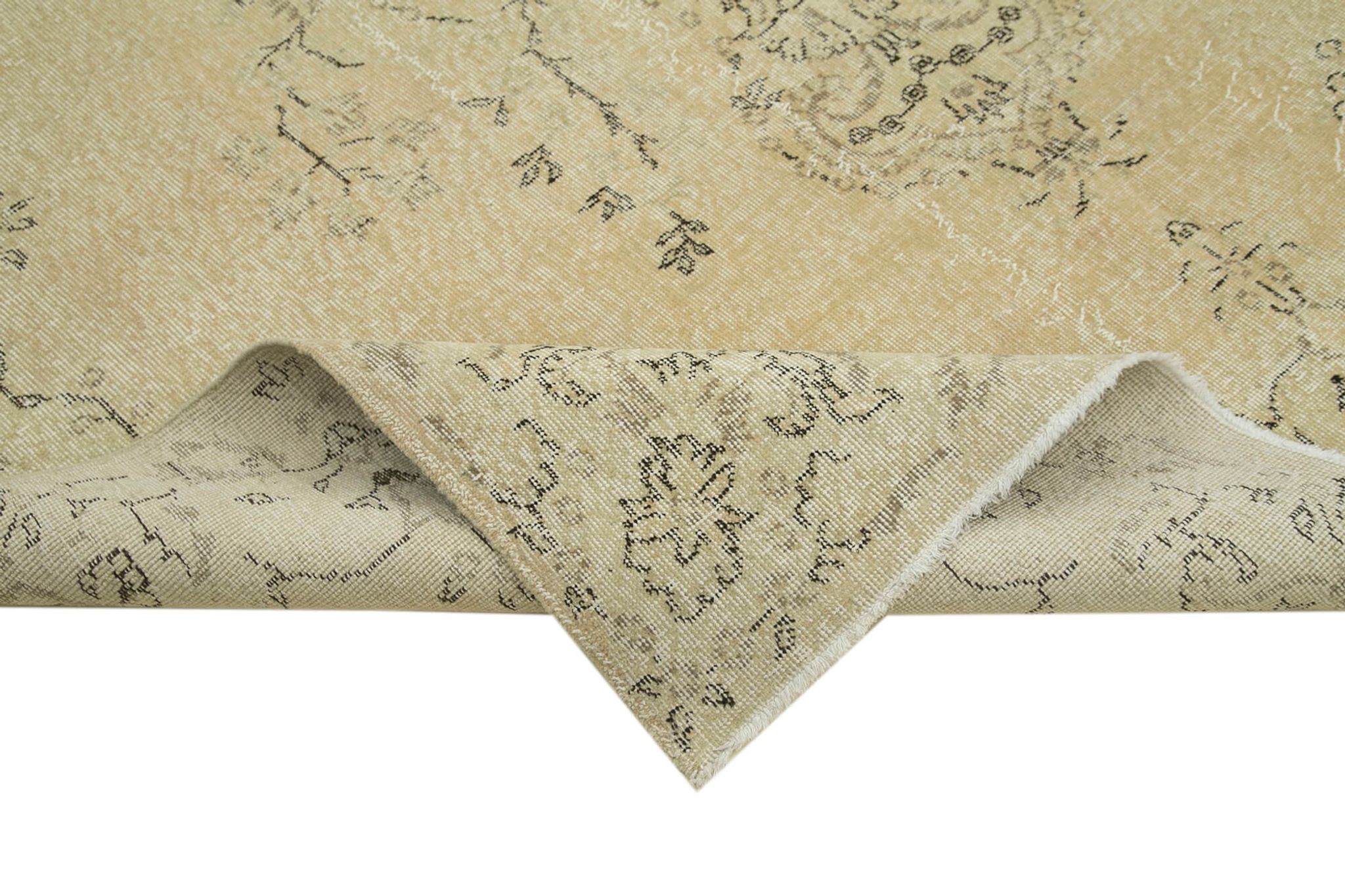 Tapis beige anatolien unique tissé à la main 212 cm x 300 cm