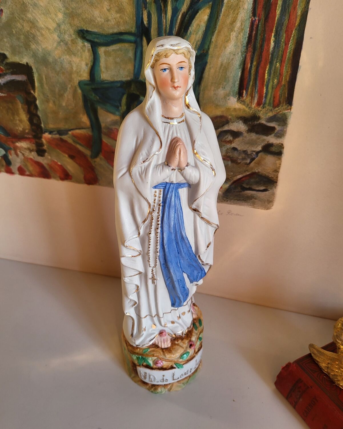 Religious Statuette of Our Lady of Lourdes, Saint Virgin Mary