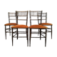 Suite de 4 chaises faux bambou laiton hollywood regency jaune moutarde