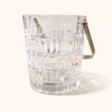 Vintage glass ice bucket with metal handle – 1960s bar style