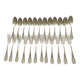 10 antique silver plated metal dessert spoons and forks