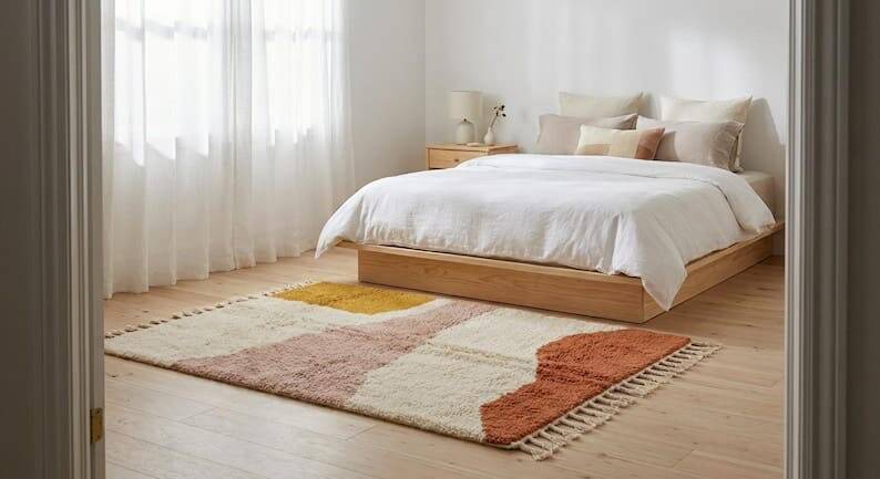 Handmade traditional pure wool rug size 2/3 m
