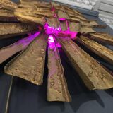 Gande sculpture murale Soleil, Lampe en résine & polyester, style Brutalist