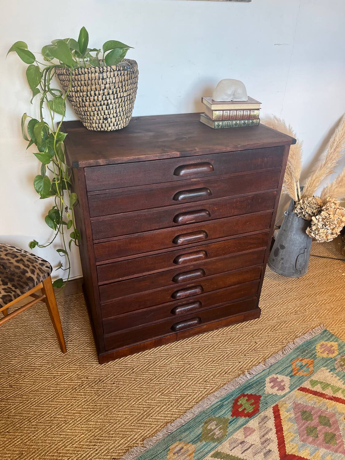 Vintage wooden architect's professional furniture