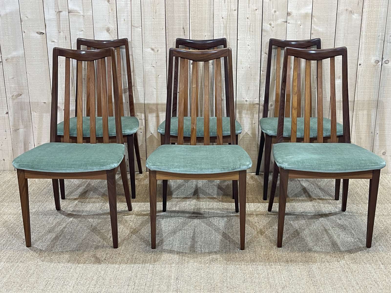 Suite of 6 chairs of the brand GPlan of the 70s in teak