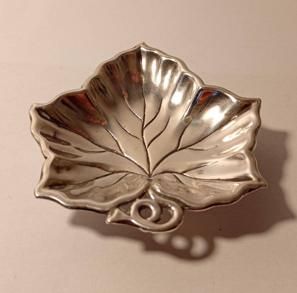Sterling Silver Vine Leaf Footed Dish Topazio Portugal