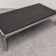Table basse moderniste en ardoise et métal chromé, Italie vers 1970