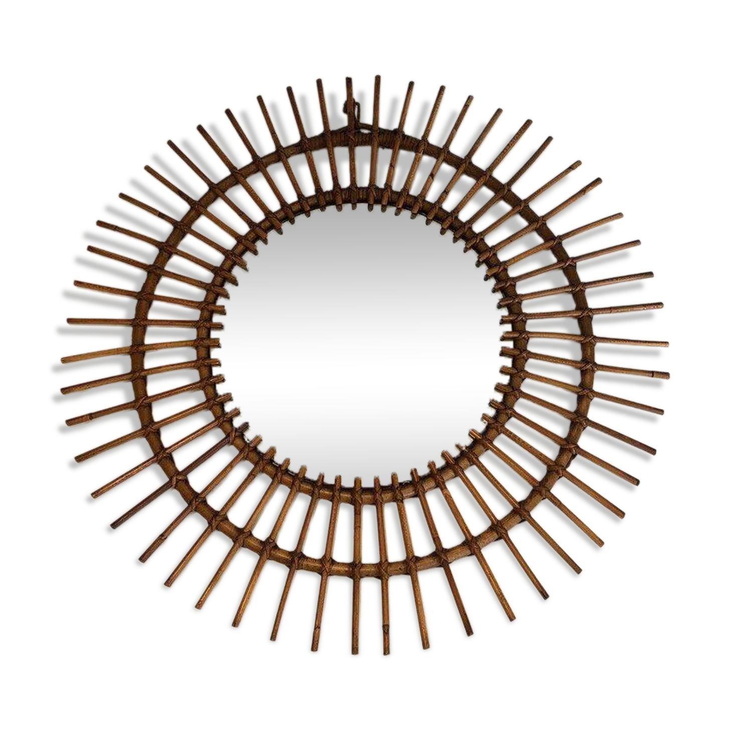 Round rattan mirror