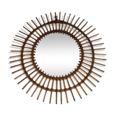 Round rattan mirror