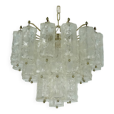 Mid-Century Toni Zuccheri for Venini, corteccia murano glass chandelier. 1960s Italy