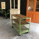 Industrial trolley with shelves, wood and metal